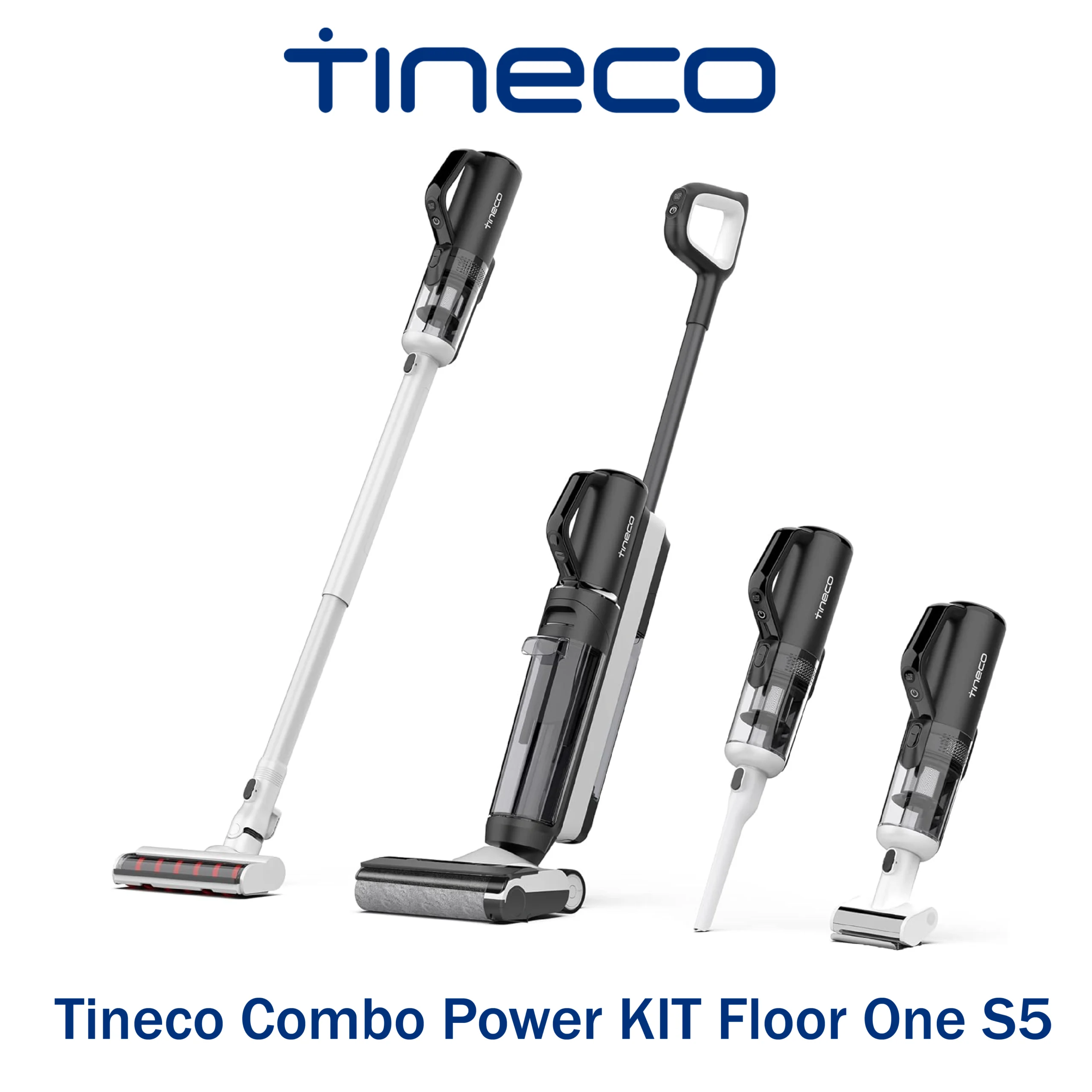 Tineco Floor One S5 Combo Power KIT Aspirateur Eau et Poussière à Main intelligents sans Fil 3 en 1, idéal pour Les saletés collantes et Les Poils d'animaux sur Sol Dur, léger
